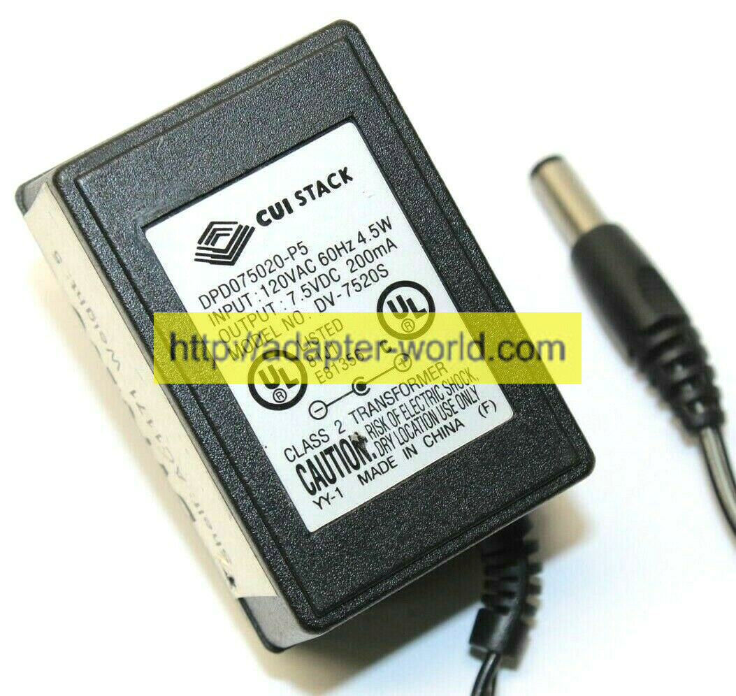 *100% Brand NEW* Cui Stack DV-7520S Class 2 Transformer Charger 7.5V 200mA AC ADAPTER POWER SUPPLY